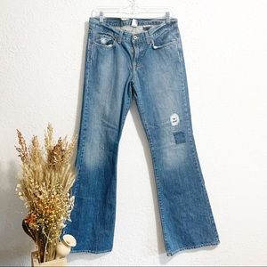 Lucky Brand Dungaree distressed semi flare jeans